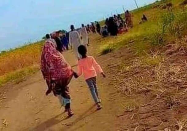 Tambul residents flee their homes following the RSF seizure of the area on Oct 24, 2024