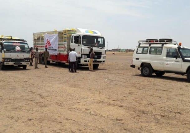 Trucks loaded with MSF medical aid 17 sept 2020 (MSF photo)