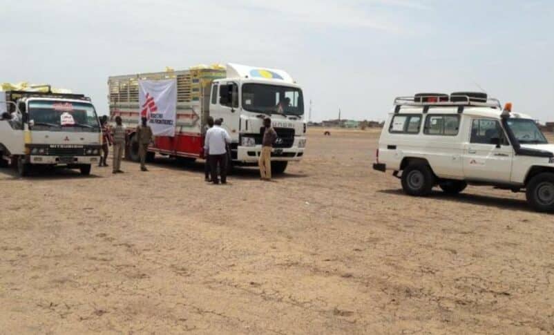 Trucks loaded with MSF medical aid 17 sept 2020 (MSF photo)