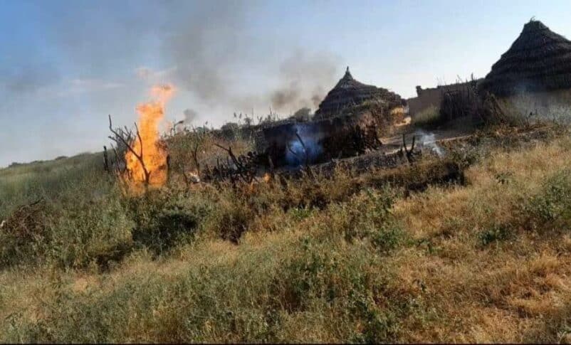 Burning village in North Darfur following an attack by RSF elements on November 2, 2024