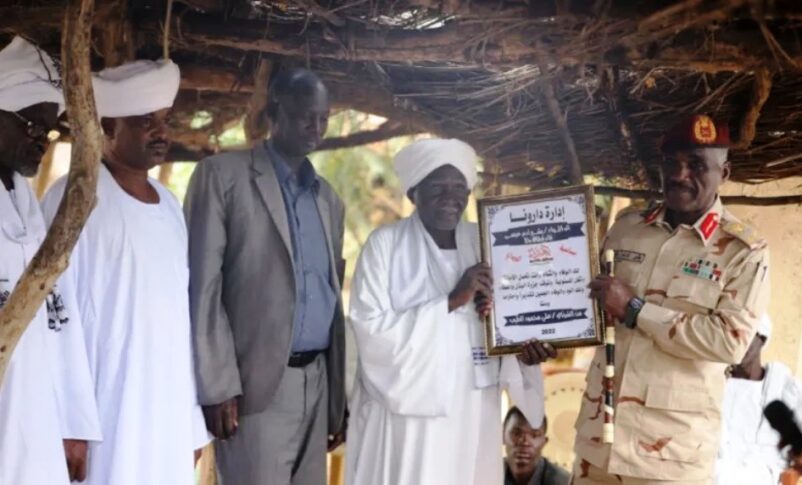 File photo, RSF commander pose with local leaders in South Darfur on November 10, 2024