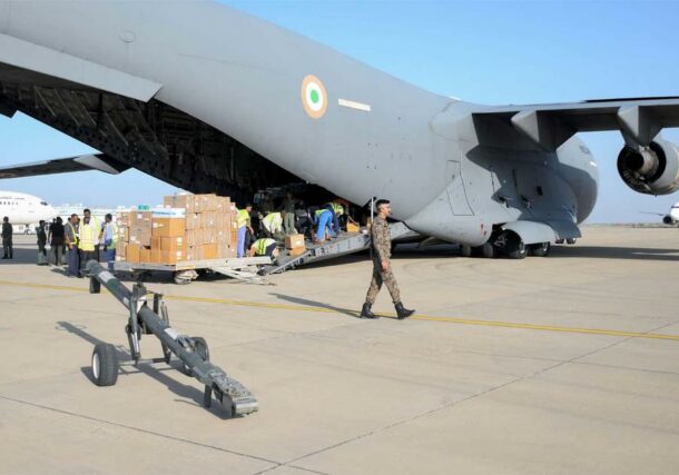Humanitarian aid flight