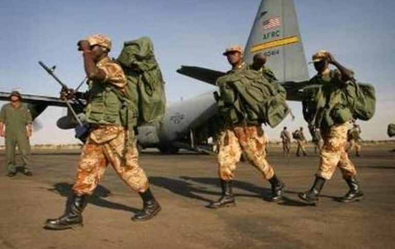 Rwandan peacekeepers arrive in Darfur to join the African Union Mission in Sudan (AMIS) on Oct. 30, 2004.