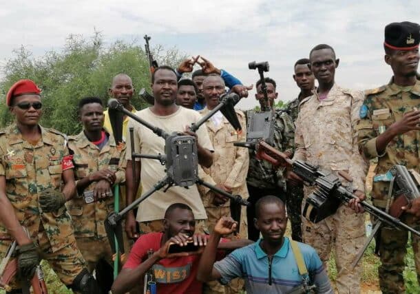 Sudanese army soldiers at the six division in El Fasher downed 20 drone on Nov 29, 2024
