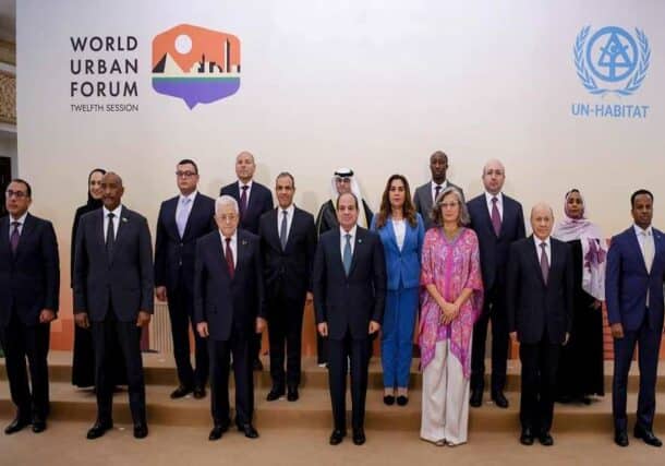 Sudan's Burhan poses with Arab leaders at the World Urban Forum in Cairo on November,