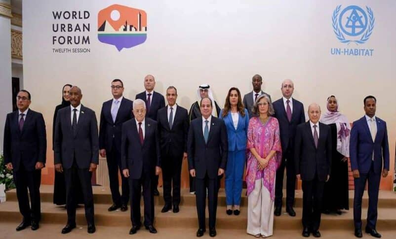 Sudan's Burhan poses with Arab leaders at the World Urban Forum in Cairo on November,