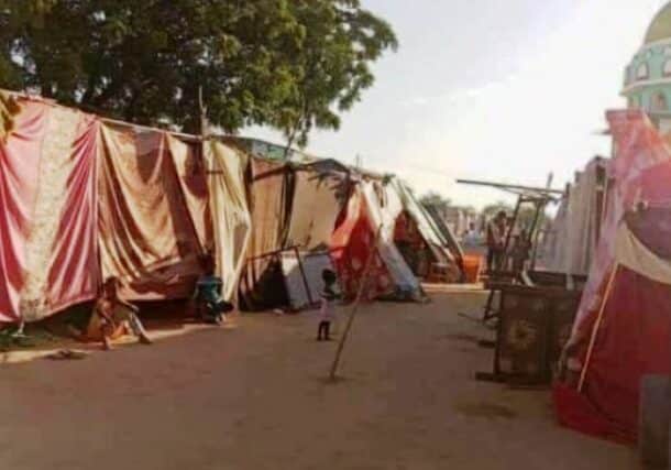 civilians in Al-Hilaliya camp nearby a mosque of a local sofi leader