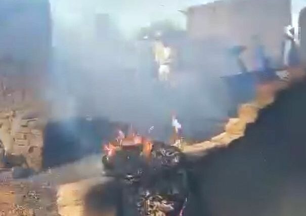 A home ablaze in Zamzam camp after RSF attack. December 11, 2024