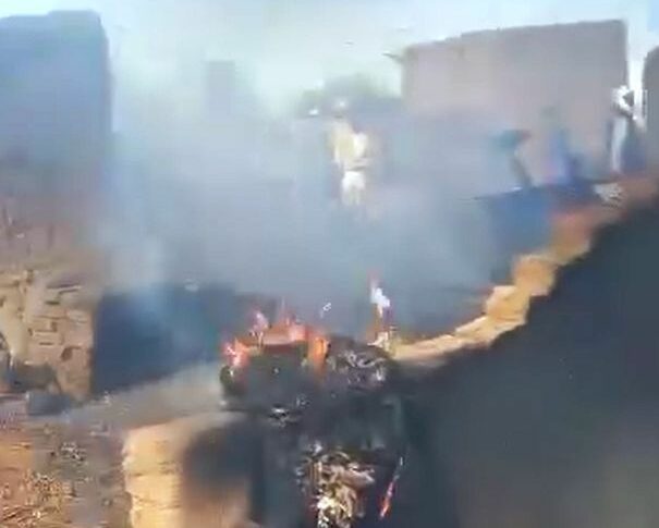 A home ablaze in Zamzam camp after RSF attack. December 11, 2024