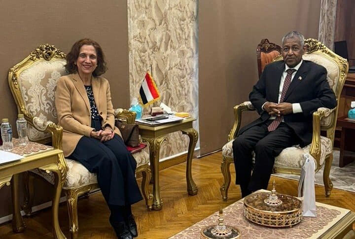 Colombian Ambassador to Cairo, Anne Melania de Gaviria, meets with Sudanese Ambassador Emad El-Din Mustafa Adawi to offer an apology for Colombian mercenaries fighting with the RSF on Dec 1, 2024