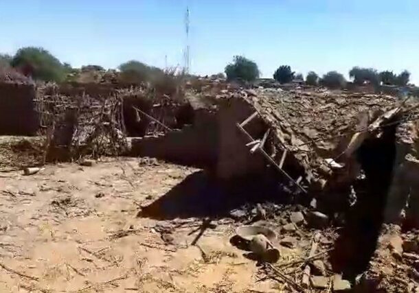 Damaged houses in Zamazam camp following the RSF shelling on December 2, 2024