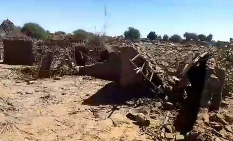 Damaged houses in Zamazam camp following the RSF shelling on December 2, 2024