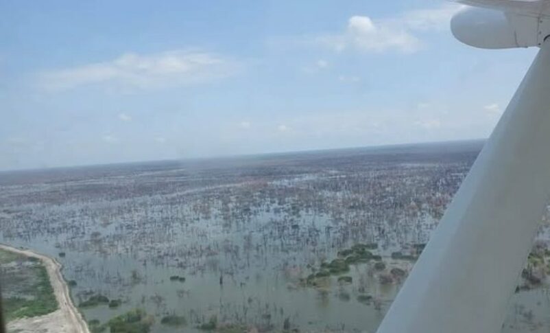 Floodwaters from the White Nile River inundated new areas in Al Jazirah Aba on Dec 23, 2024