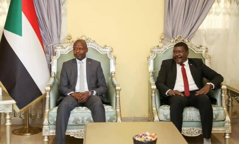Hadi Idris (L) and Tahir Hajer former members of the Sovereign Council and leaders of the Sudanese Revolutionary Front on June 8, 2022