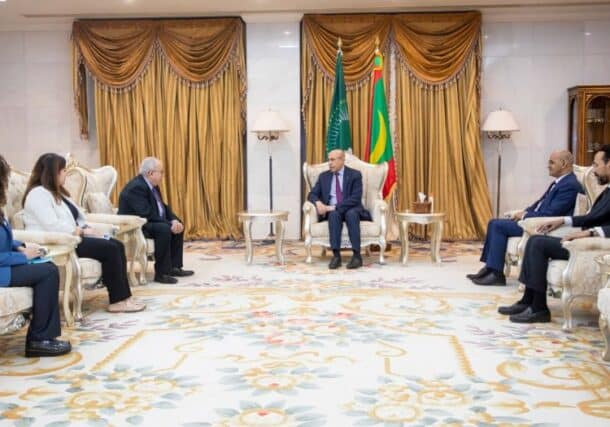 Mauritanian President Mohammed Ould Ghazouani receives UN Envoy for Sudan Ramdane Lamamra on December 17, 2024