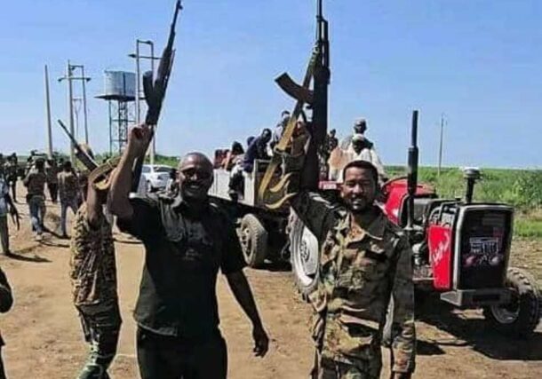 Sudanese soldiers after reclaiming Al-Dindir from the RSF on Oct 23, 2024