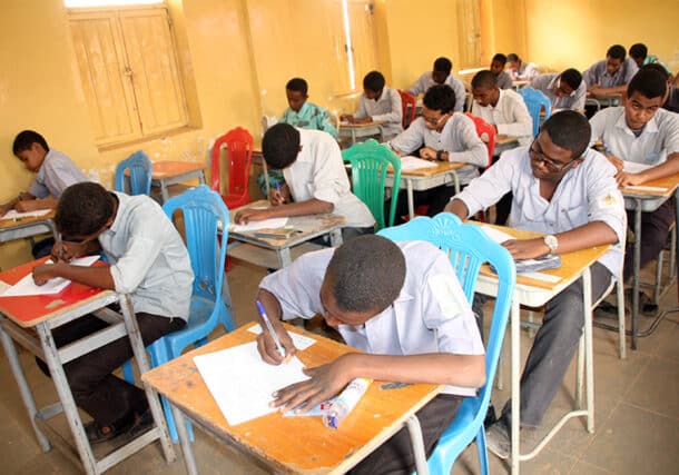 Sudanese students sitting university entrance exams at Kosti high school, White Nile State - file photo SUNA