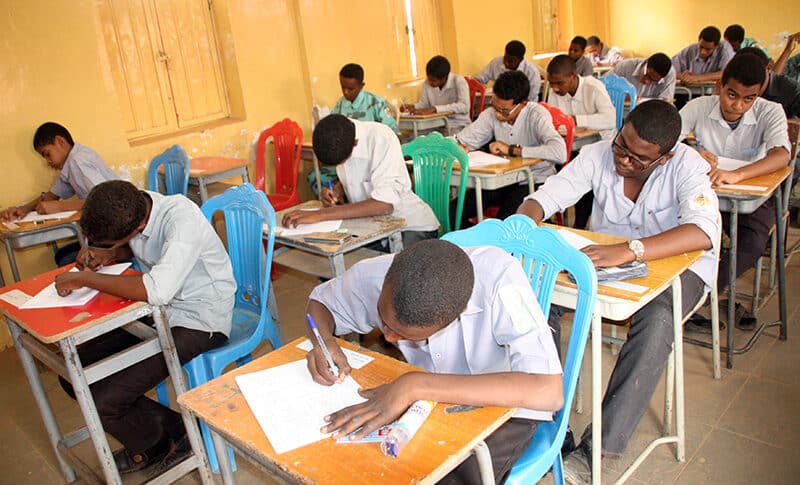Sudanese students sitting university entrance exams at Kosti high school, White Nile State - file photo SUNA