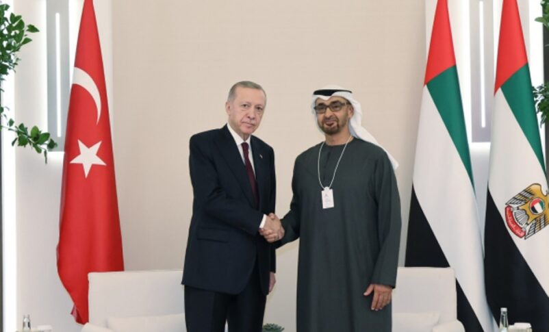 Turkish President Tayyp Erdoğan meets with UAE President Mohamed bin Zayed on February 13, 2024