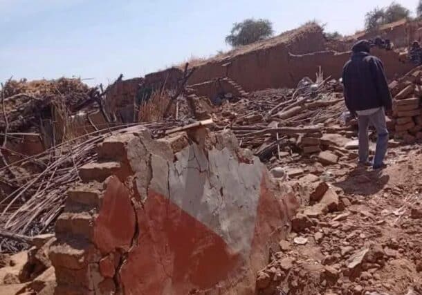 A damaged home in the Fata Borno IDP camp, North Darfur, after an airstrike on Jan. 7, 2025.