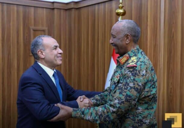 Abdel Fattah al-Burhan head of Sudan's Sovereign Council receives Badr Abdelbary Egyptian FM on January 15, 2025