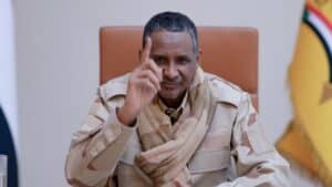 Mohamed Hamdan Daglo, also known as "Hemetti," delivering a video statement, January 31, 2025.