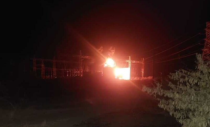 A power station in Gedaref burns after a drone attack on January 18, 2025.