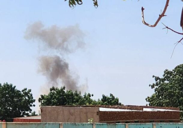Smoke rises over Abu Shock camp after shelling by the RSF on January 20, 2025.