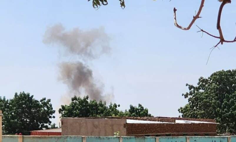 Smoke rises over Abu Shock camp after shelling by the RSF on January 20, 2025.