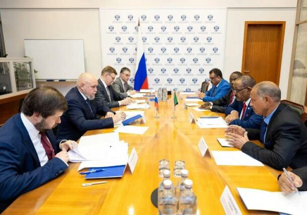 Sudanese Minister of Energy and Petroleum, Muhyiddin Naim Mohamed, meets with his Russian counterpart, Energy Minister Sergey Tsivilyov. on Nov 16, 2024