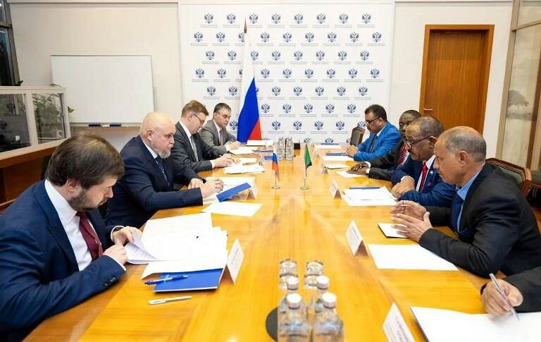 Sudanese Minister of Energy and Petroleum, Muhyiddin Naim Mohamed, meets with his Russian counterpart, Energy Minister Sergey Tsivilyov. on Nov 16, 2024