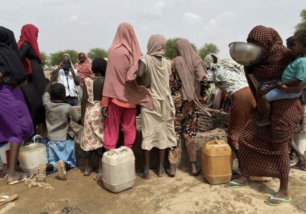 Sudanese Refugees in Sila area try to collect water from the only well in the area to quench their thirst on June 13, 2023 - file photo MSF.
