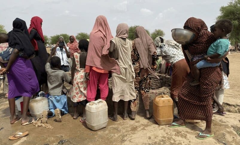 Sudanese Refugees in Sila area try to collect water from the only well in the area to quench their thirst on June 13, 2023 - file photo MSF.