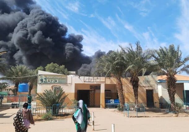 Thick smoke fills the sky in Mayo, Waad Hussein, following an airstrike by the Sudanese army on December 8, 2024