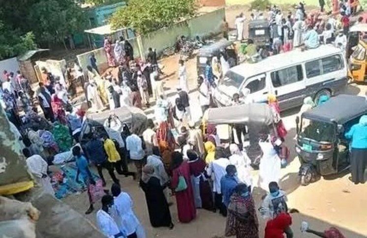 Cholera patients lie outside Kosti Hospital due to overcrowding on Feb 22, 2025