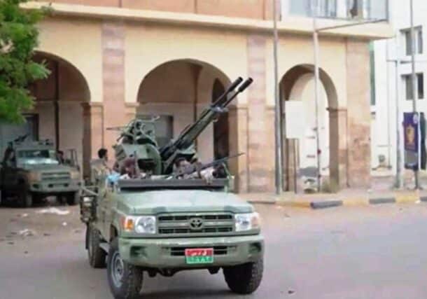 RSF's vehicle inside the Republican Palace in Khartoum on April 27, 2023