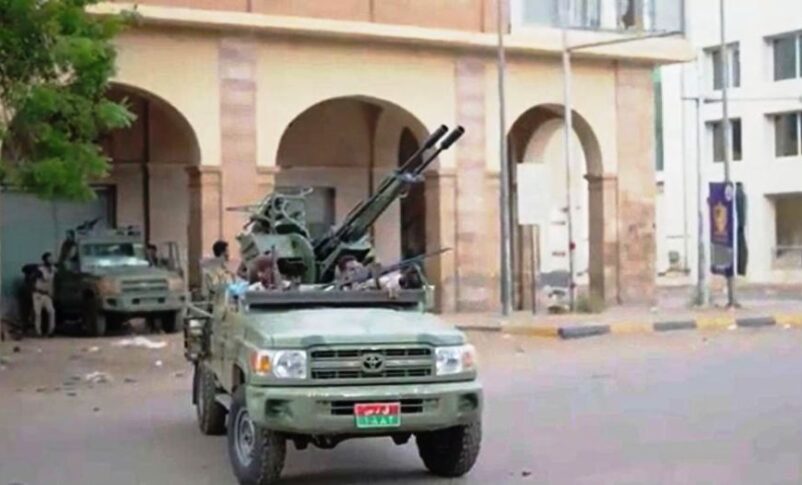 RSF's vehicle inside the Republican Palace in Khartoum on April 27, 2023