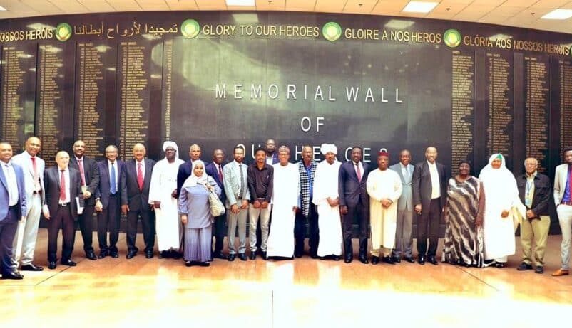 Sudanese politicians and AU staff members pose together at the end of the consultations meeting on Feb 21, 2025-1