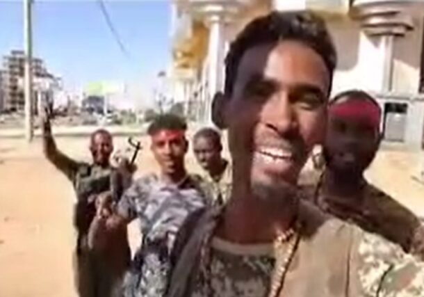 Sudnese soldiers at Al-Hurriya Street in central Khartoum on Feb 17, 2025-1