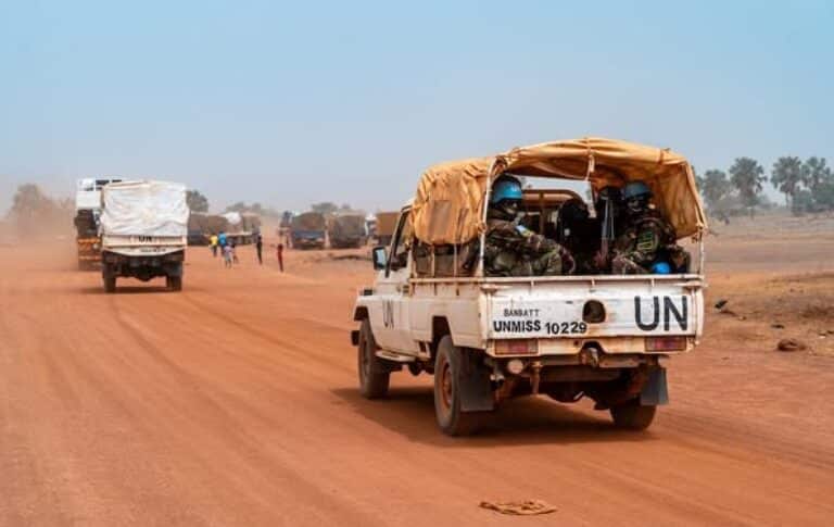 UNMISS patrol escorts a convoy of supplies heading to Abyei March 24, 2024 UNIMISS photo
