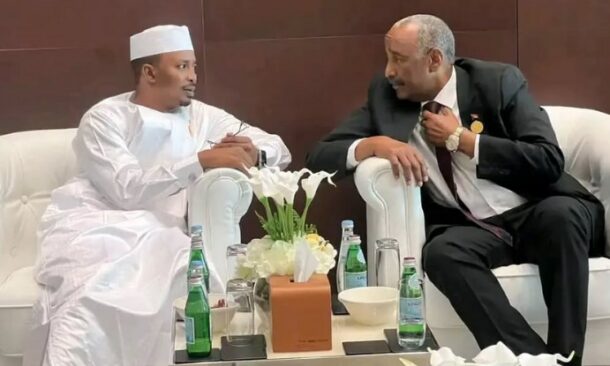 Chad's President Mahamat Deby met with Sudan's Sovereign Council leader Abdel Fattah al-Burhan on the sidelines of the UN's conference on the Least Developed Countries, March 5, 2023.