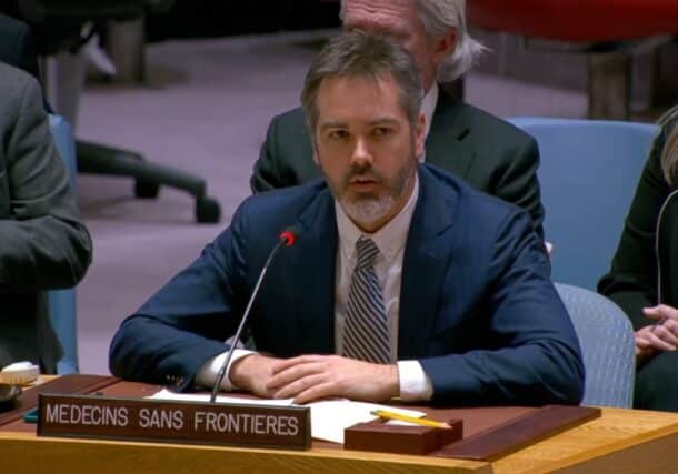MSF Secretary General Christopher Lockyear addresses the United Nations Security Council on the crisis in Sudan, March 13, 2025.