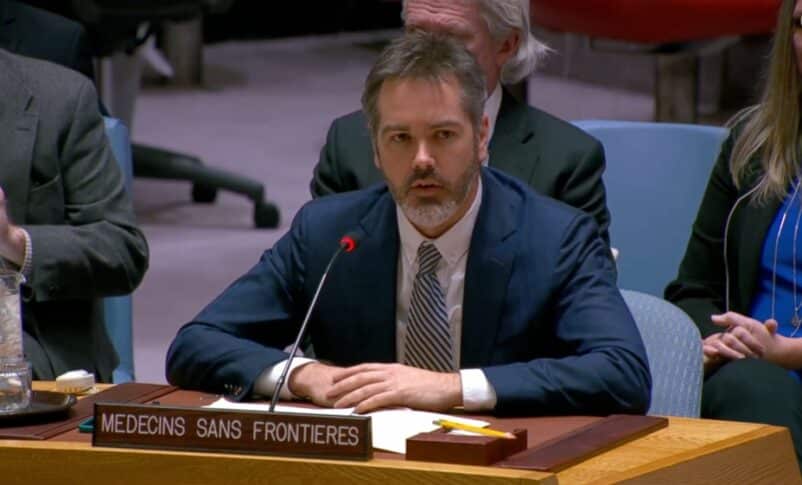 MSF Secretary General Christopher Lockyear addresses the United Nations Security Council on the crisis in Sudan, March 13, 2025.