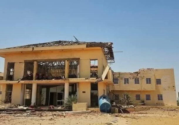 Headquarters of the East Darfur government in El Daien, after a missile strike, March 16, 2025.