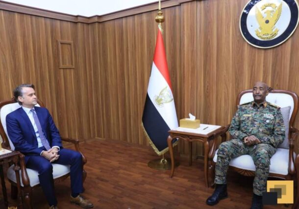 General Abdel Fattah al-Burhan receives Germany's Special Envoy for the Horn of Africa, Heiko Nitzschk on March 27, 2025
