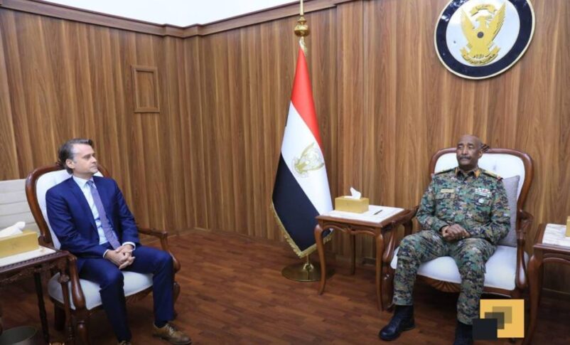 General Abdel Fattah al-Burhan receives Germany's Special Envoy for the Horn of Africa, Heiko Nitzschk on March 27, 2025
