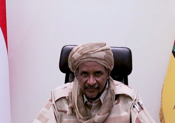 RSF commander Mohamed Handan Daglo speaks in a video statement on March 15, 2025