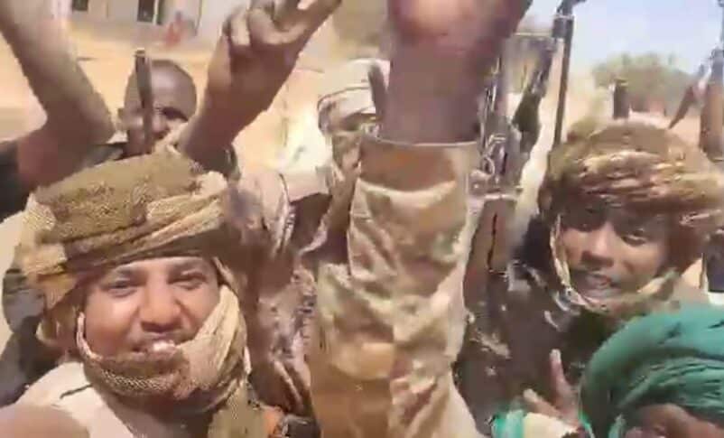 RSF fighters outside Al Khiwai municipality office on March 9, 2025