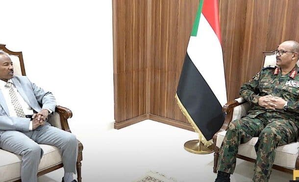 Sovereign Council member Ibrahim Jabir meets Attorney General Al-Fateh Tayfour on March 23, 2025