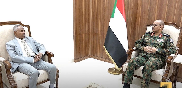 Sovereign Council member Ibrahim Jabir meets Attorney General Al-Fateh Tayfour on March 23, 2025